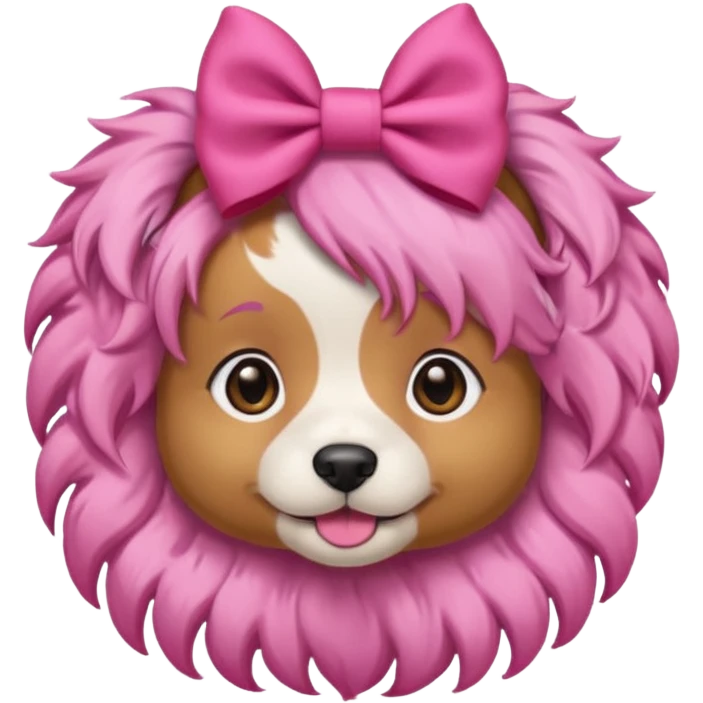 dog with pink hair and bow on head emoji