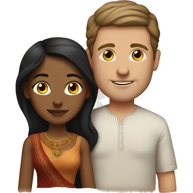 Indian woman and white man as a couple emoji