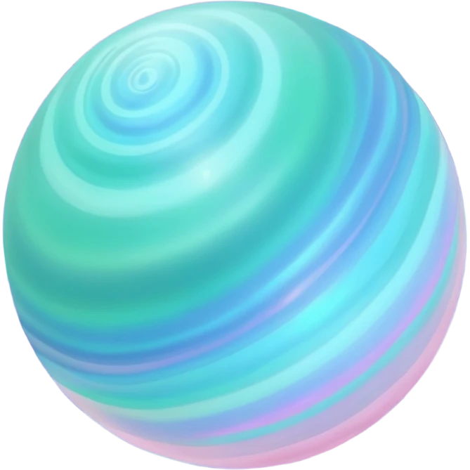 Uranus emoji with swirling colors and iridescence like an opal gemstone, soft pastel blues, greens, and pinks, glowing effect, no rings emoji