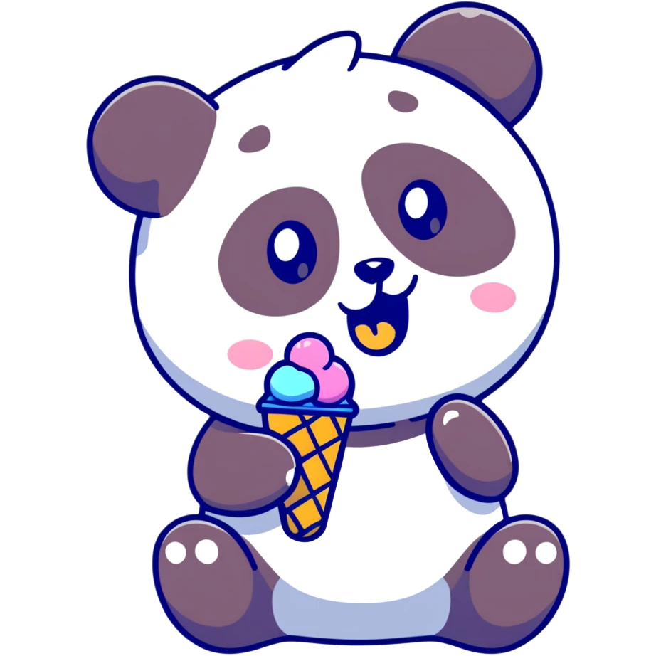 panda eating ice cream emoji