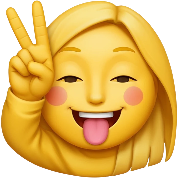 emoji one eye closed, tongue is shown, peace hand sign emoji