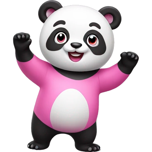 Pink panda waving hi  emoji