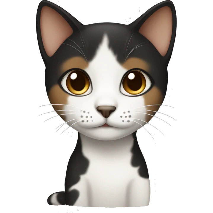 black, white and brown short hair small cat  emoji