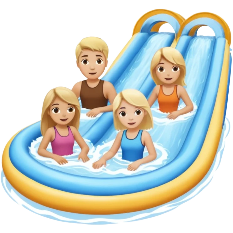 2 girls and 2 guys on the lazy river waterslide. 1 girl and 1 guy have blonde hair and 1 girl and 1 guy have BROWN HAIR. we are all very pale. 4 PEOPLE  emoji