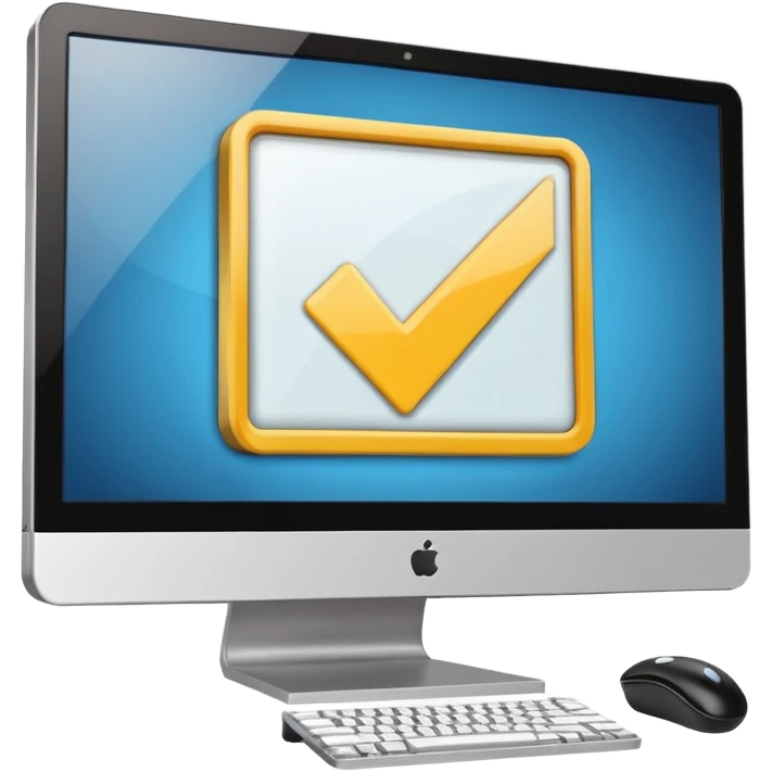 computer monitor with a check mark emoji