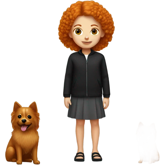 Ginger girl with black spitz emoji