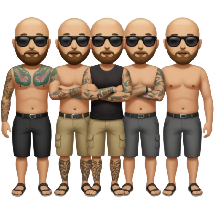   tattooed baldies with  bearded balcy body emoji