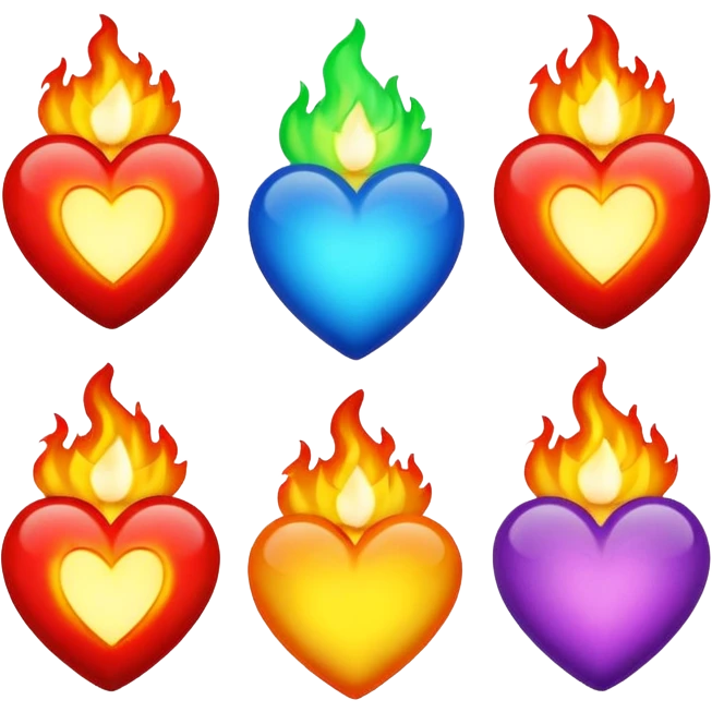 Make flaming hearts in all colours emoji