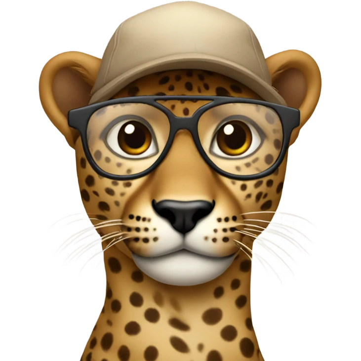 cheeta with brown cap, brown-lens glasses emoji