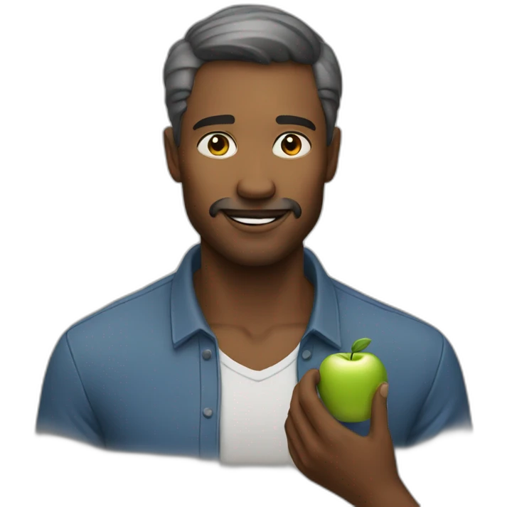 man with apple emoji