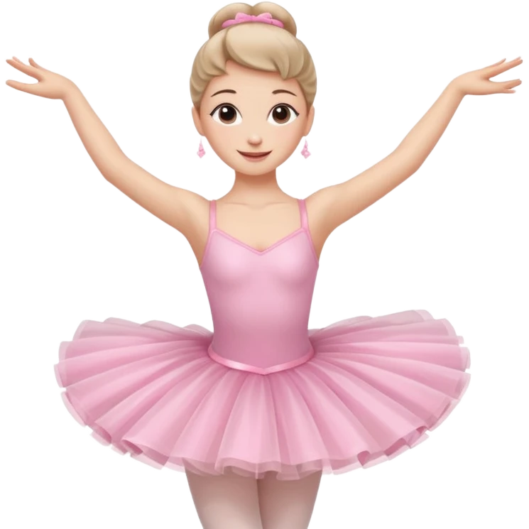 A graceful ballerina in a pink tutu, spinning lightly with arms curved elegantly.
 emoji