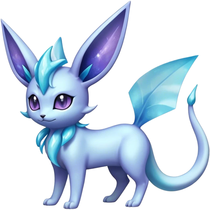 Shiny Cool Sparkly Cute Ethereal Espeon-Glaceon-Vaporeon-Fakemon-hybrid-fusion- full body emoji