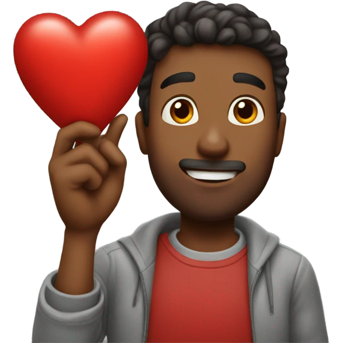 Man holding a heart  emoji