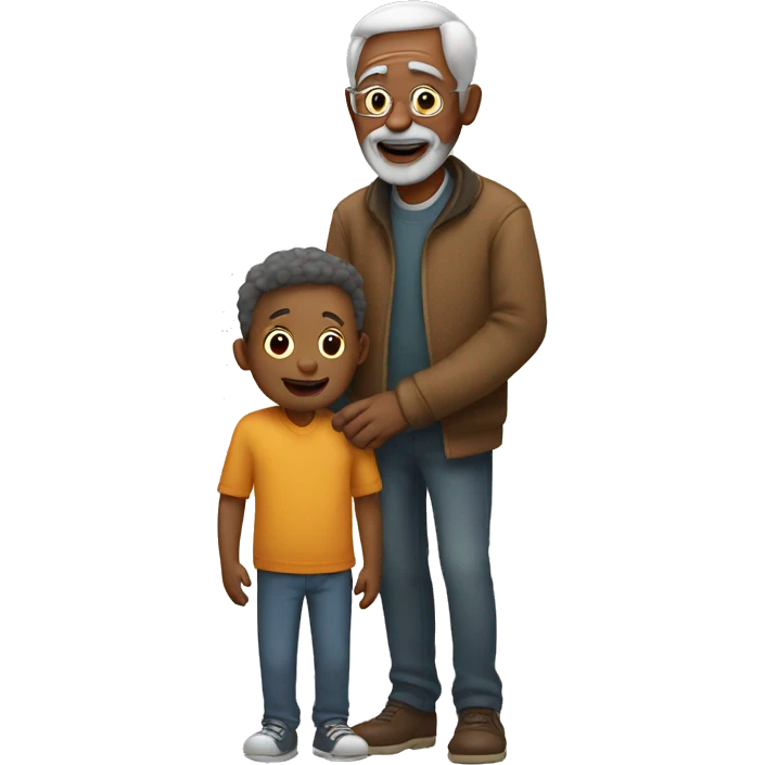 Grandfather huggings with a boy emoji
