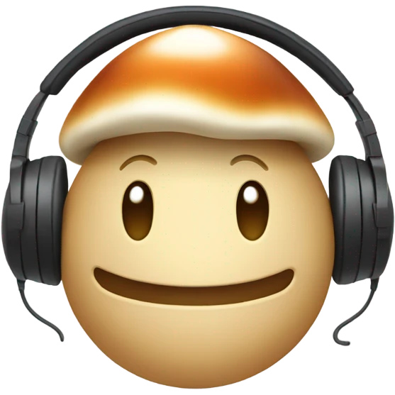 Mushroom emoji wearing headphones   emoji