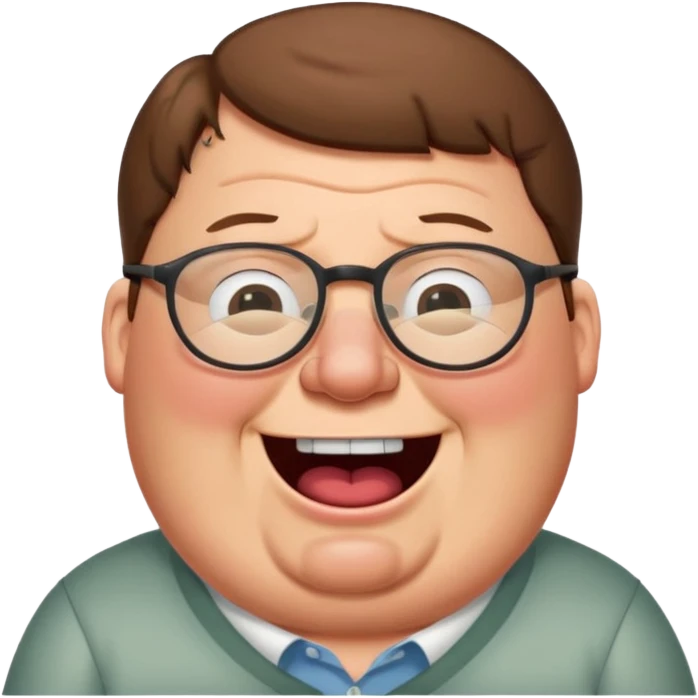 cartoon peter griffin with glasses as a laughing crying emoji in family guy art style emoji