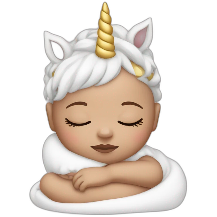 Sleeping white Newborn with unicorn headband emoji