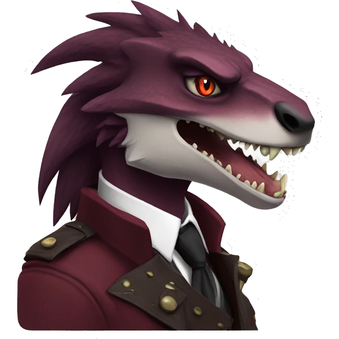 Maroon Edgy Badass Sergal-raptor emoji