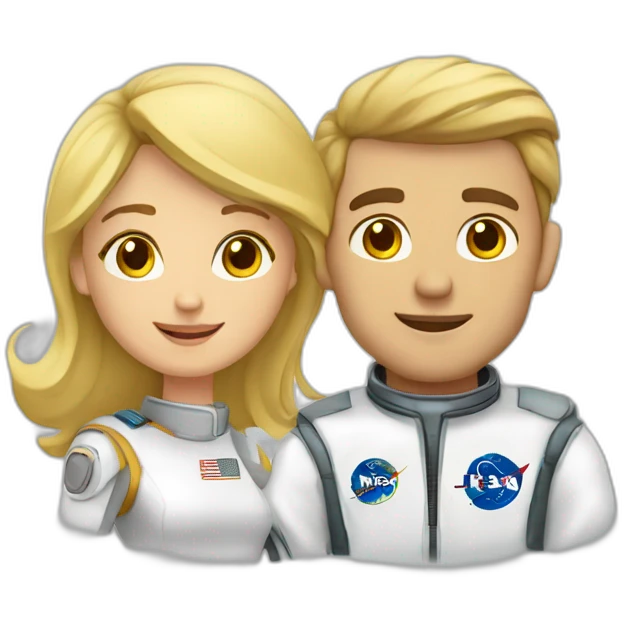 Hombre astronauta y mujer rubia emoji