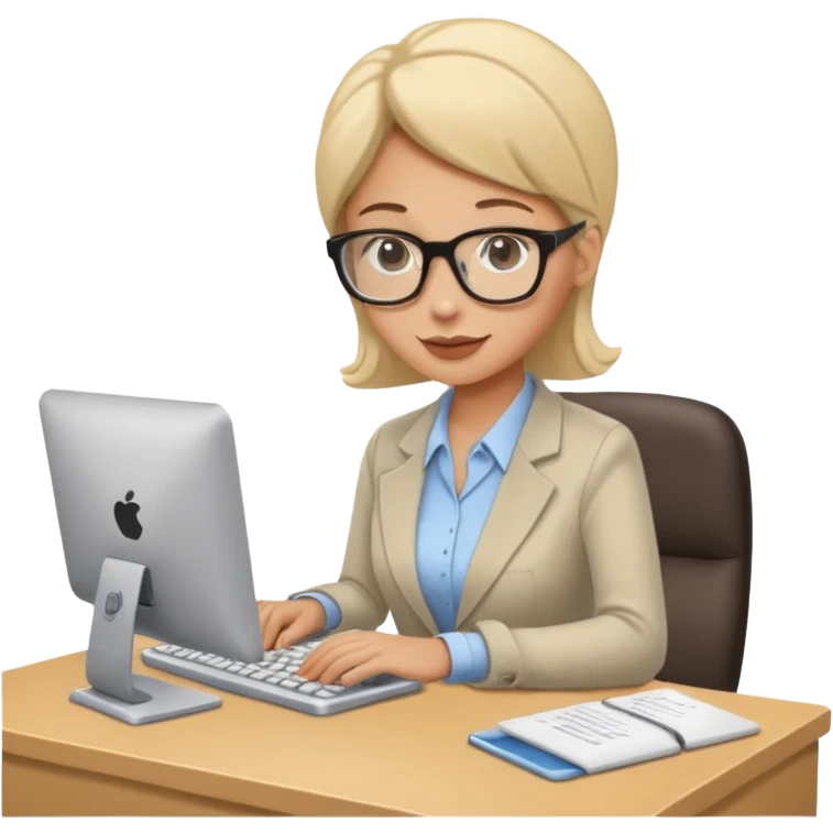 administrative assistant on computer emoji