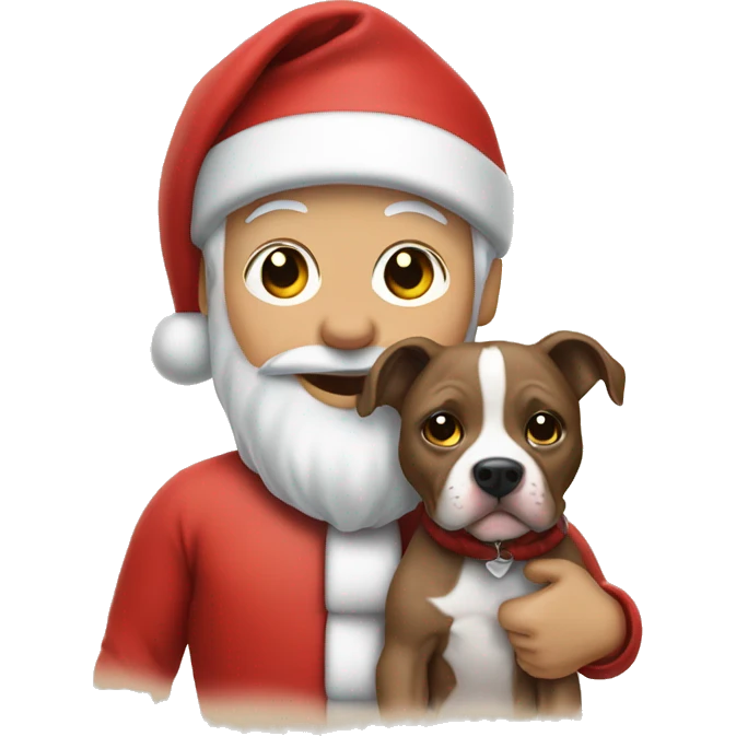 Santa clause holding a pit bull puppy emoji