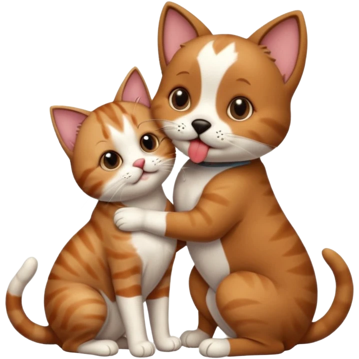 A cat kissing a dog emoji