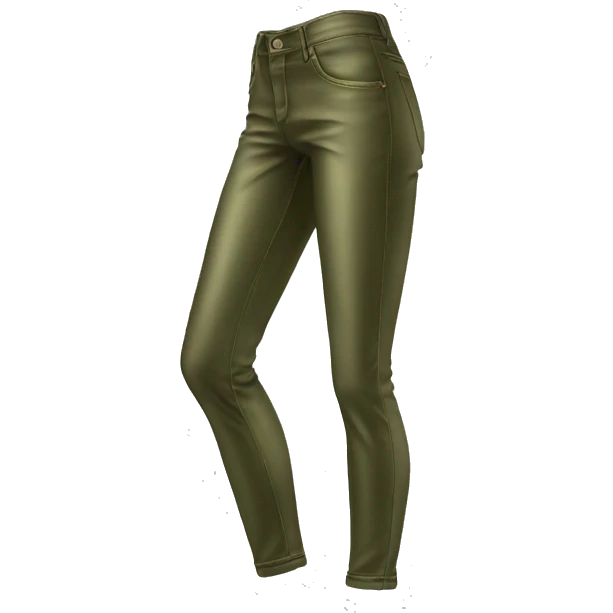 Realistic isolated side view of a metallic olive green jegging pants. emoji