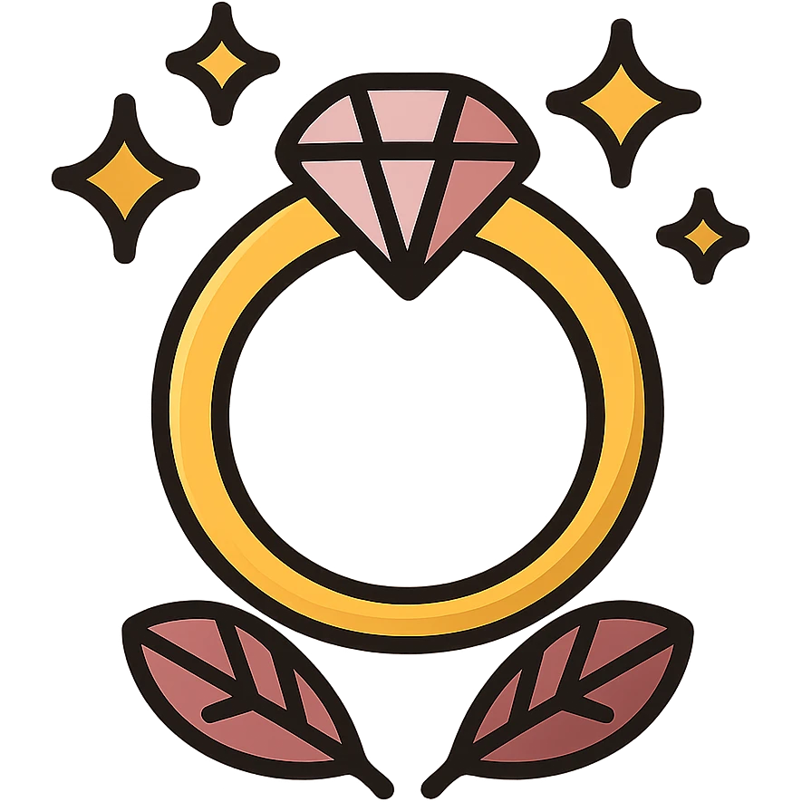 white gold halo ring with pink-burgundy shading and little feathers carved in the ring, elegant style, glowing effect emoji