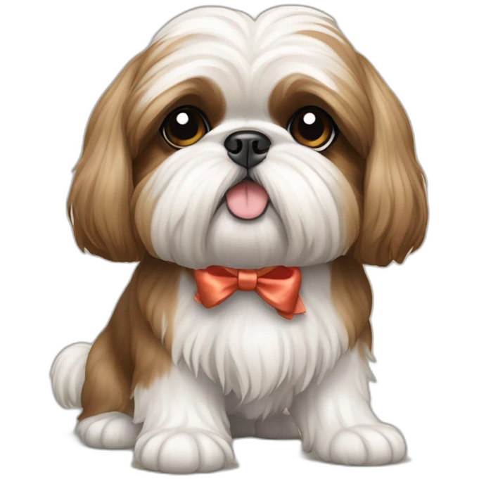 Dog Shih Tzu with a bow on his head full-body emoji