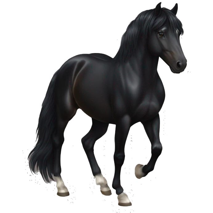 Beautiful black stallion horse silky emoji