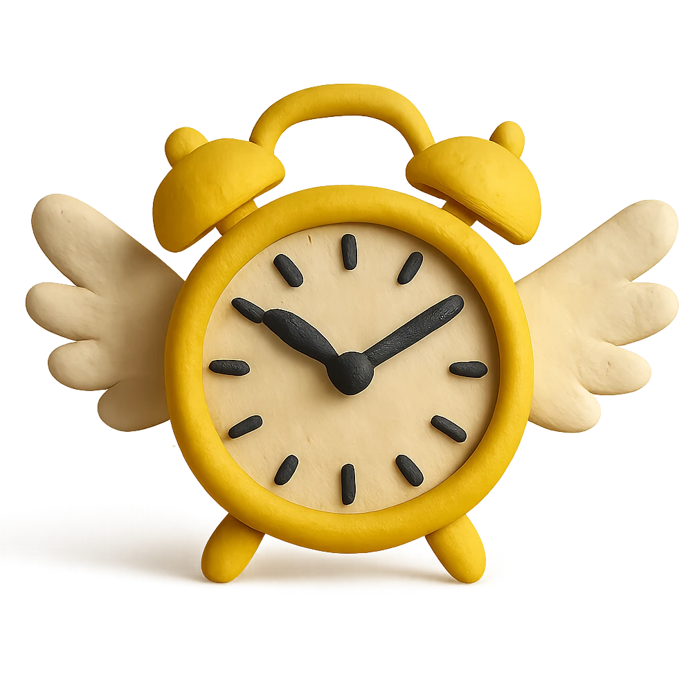 clock with angel wings in claymation style emoji