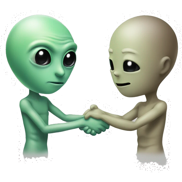 Alien and a human are shaking hands  emoji