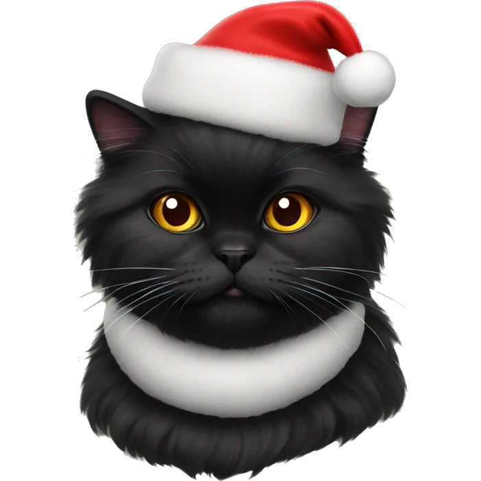 Black persian cat with christmas hat emoji