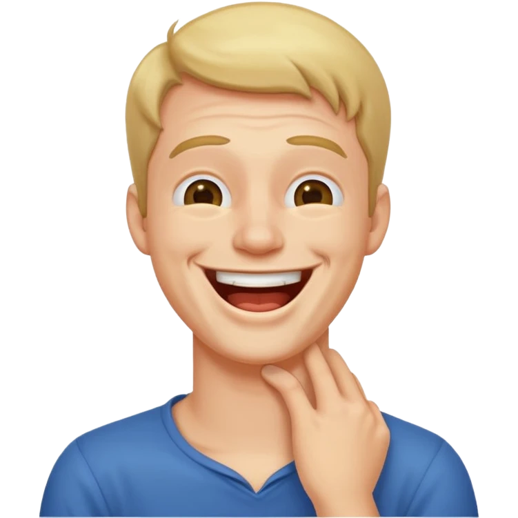 Guy laughing and holding neck emoji