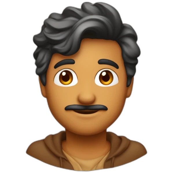 un beau gosse au couleur caramel avec des cheveux crépus noir emoji