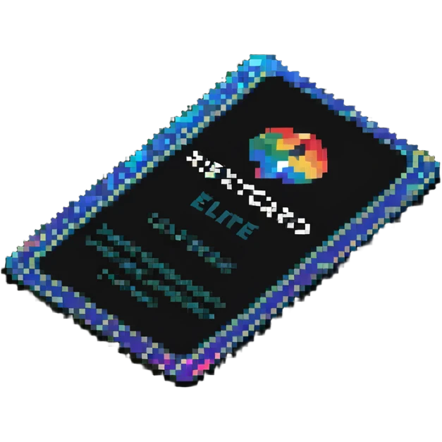 Elite keycard with holographic effect and special member text emoji