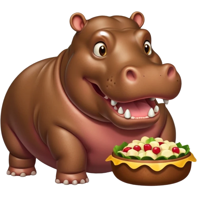 hungry hippo with food around it emoji