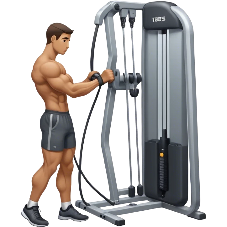 side-view man standing cable-machine tricep-pushdown emoji