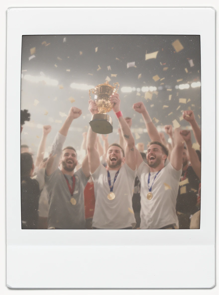 team celebrating with trophy emoji
