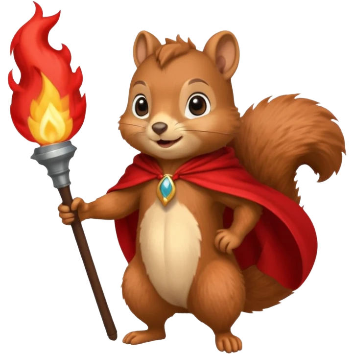 squirrel holding torch with red cape emoji