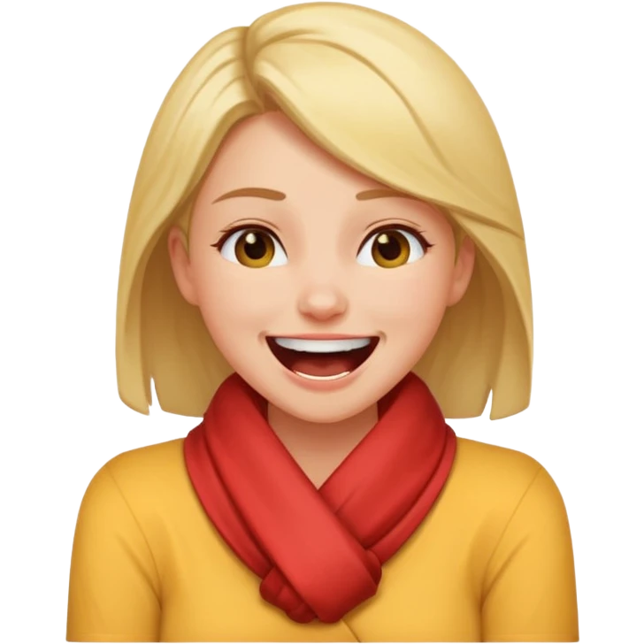 A girl wrapping her arms around her neck angrily laughing emoji