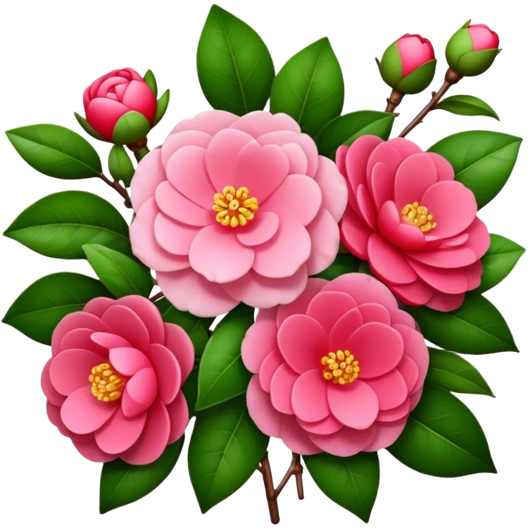 big bouquet Camellia flower, stem, leaf, more flower emoji