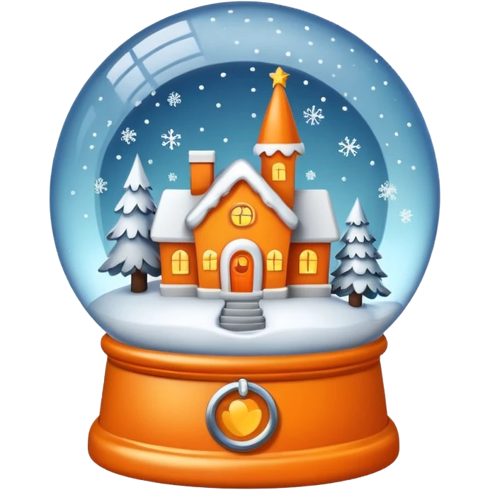 Orange Christmas village snow globe emoji