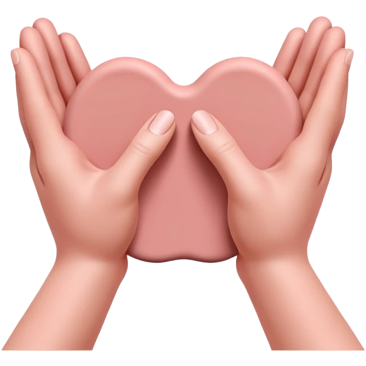 two hands flattening a pink clay on a surface emoji