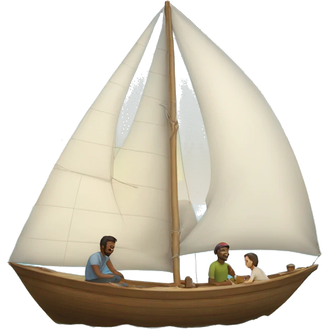 one sail boat with human emoji