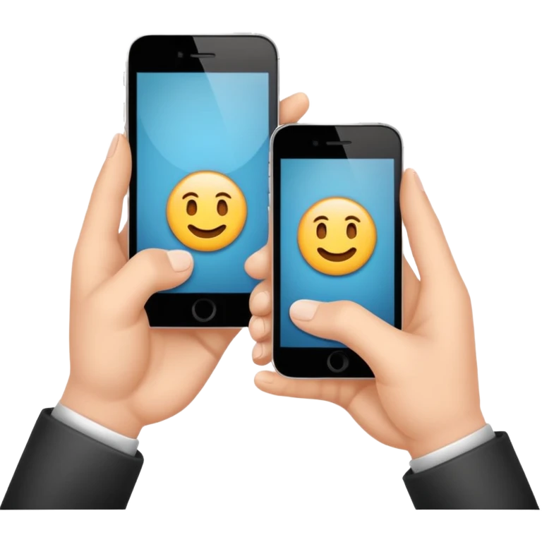 two hand holding phone emoji