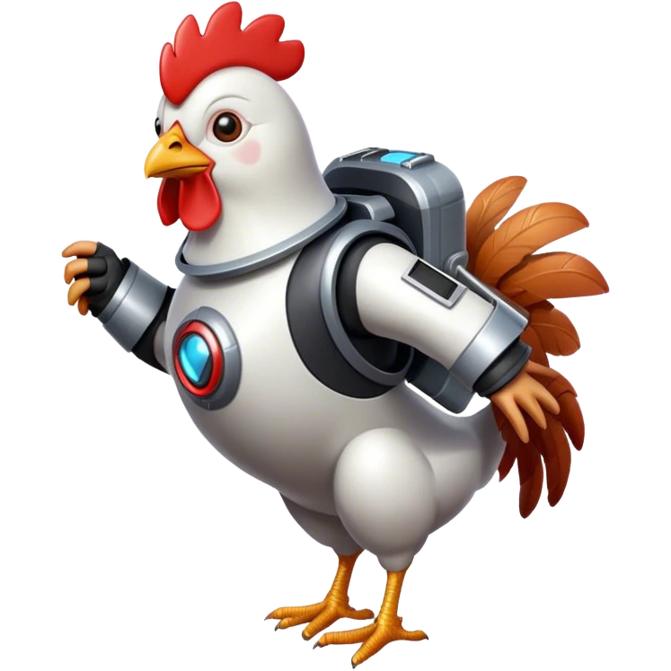 A chicken with a jetpack emoji