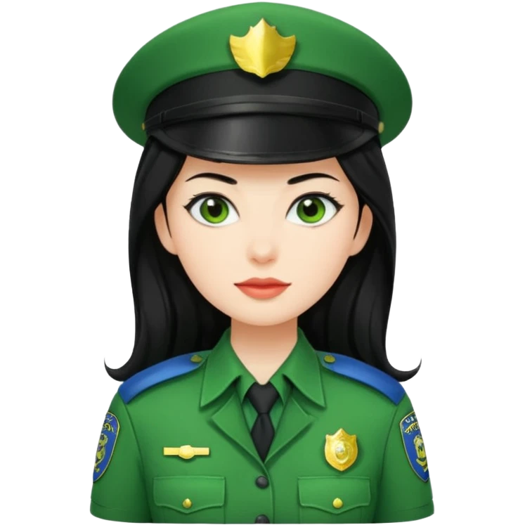 Female POLICE IN green, long black hair emoji