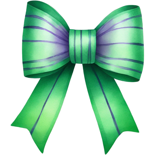 Green watercolor bow with light purple pinstripe emoji