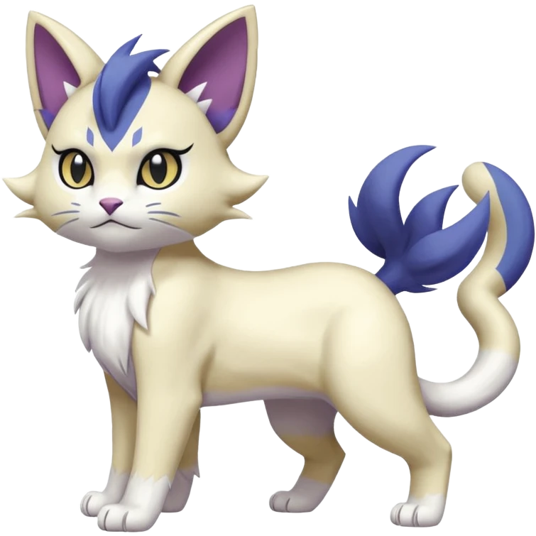 Absol-Delcatty-Purrloin-Meowth-Gatomon-fusion, full body emoji